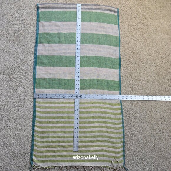 NWOT Linen Gudrun Sjödén Scarf Green Grey Sweden Scandinavian - Picture 6 of 15